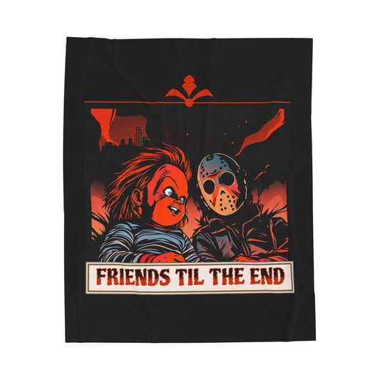 Friends Til The End Plush Blanket — Horror Movie Chucky & Jason Throw