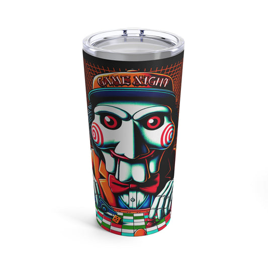 Game Night Billy Wearing A Hat The Puppet Lets Play A Game Horror Fun Tumbler 20oz Outdoor On The Go Cup With Lid