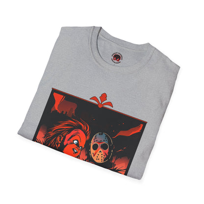 Friends 'Til the End Horror Movie T-Shirt Jason And Chucky Design