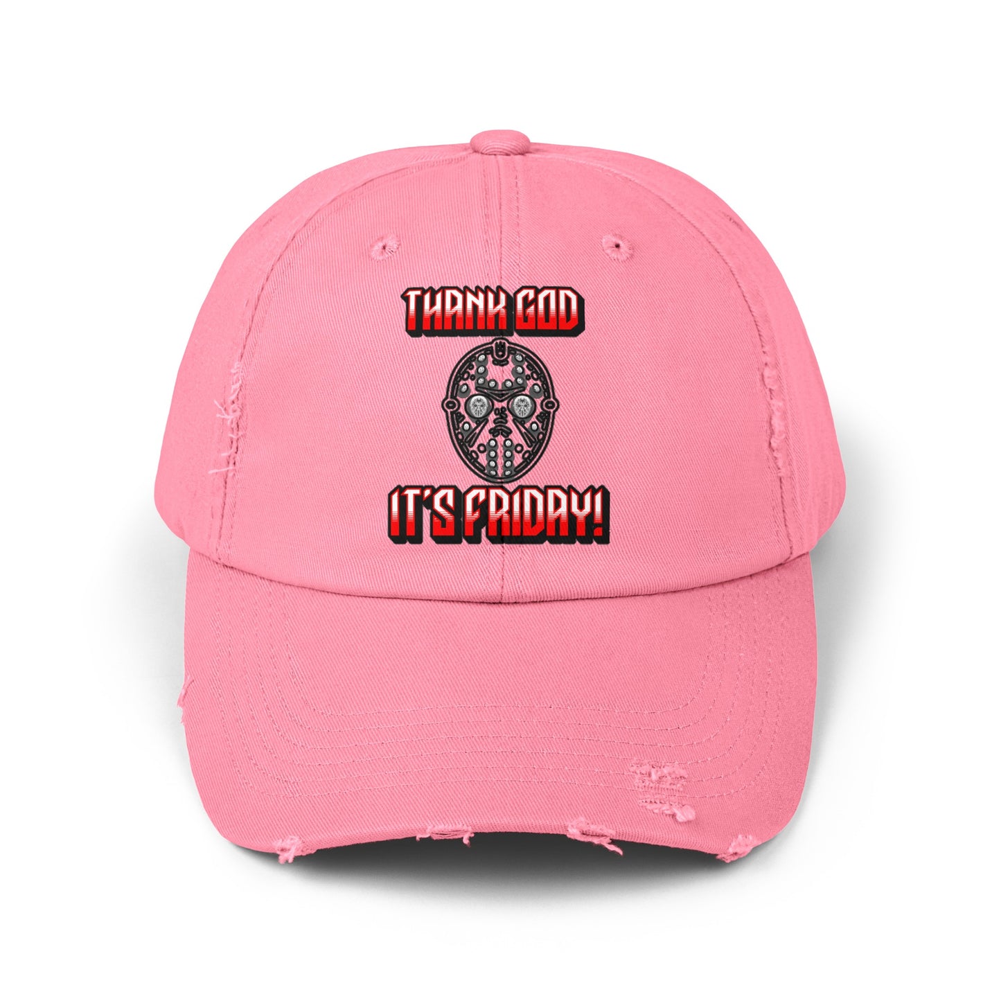 Thank god, It's Friday! TGIF Jason Hockey Mask Horror Fun Hat Unisex Distressed Cap