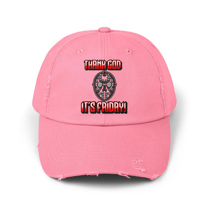 Thank god, It's Friday! TGIF Jason Hockey Mask Horror Fun Hat Unisex Distressed Cap