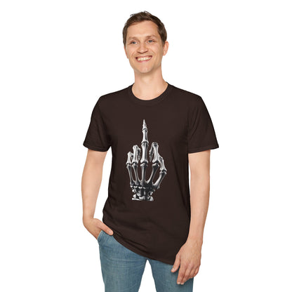 Skeleton Middle Finger T-Shirt — Edgy Gothic Graphic Tee