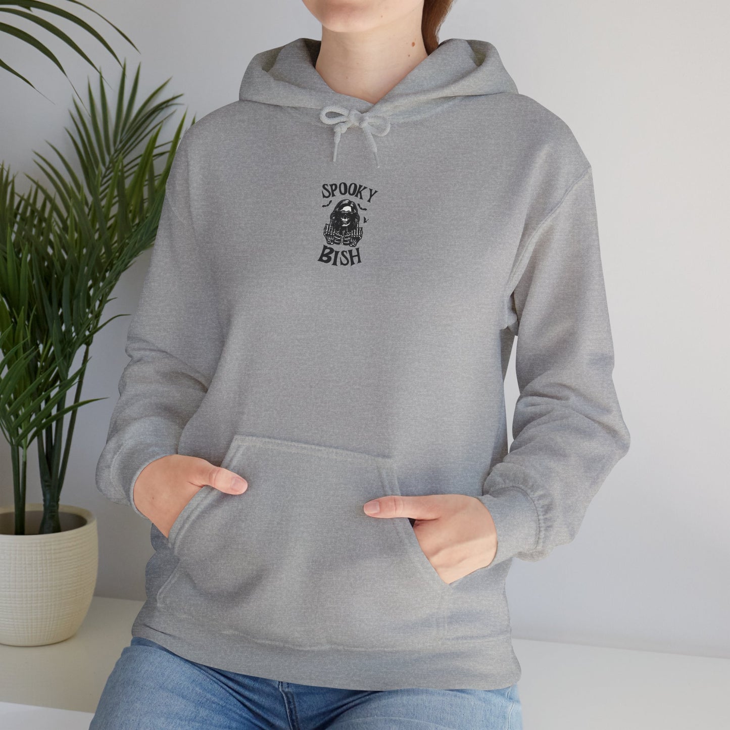 Spooky Bish Hoodie — Skeleton Finger and Sunglasses Design