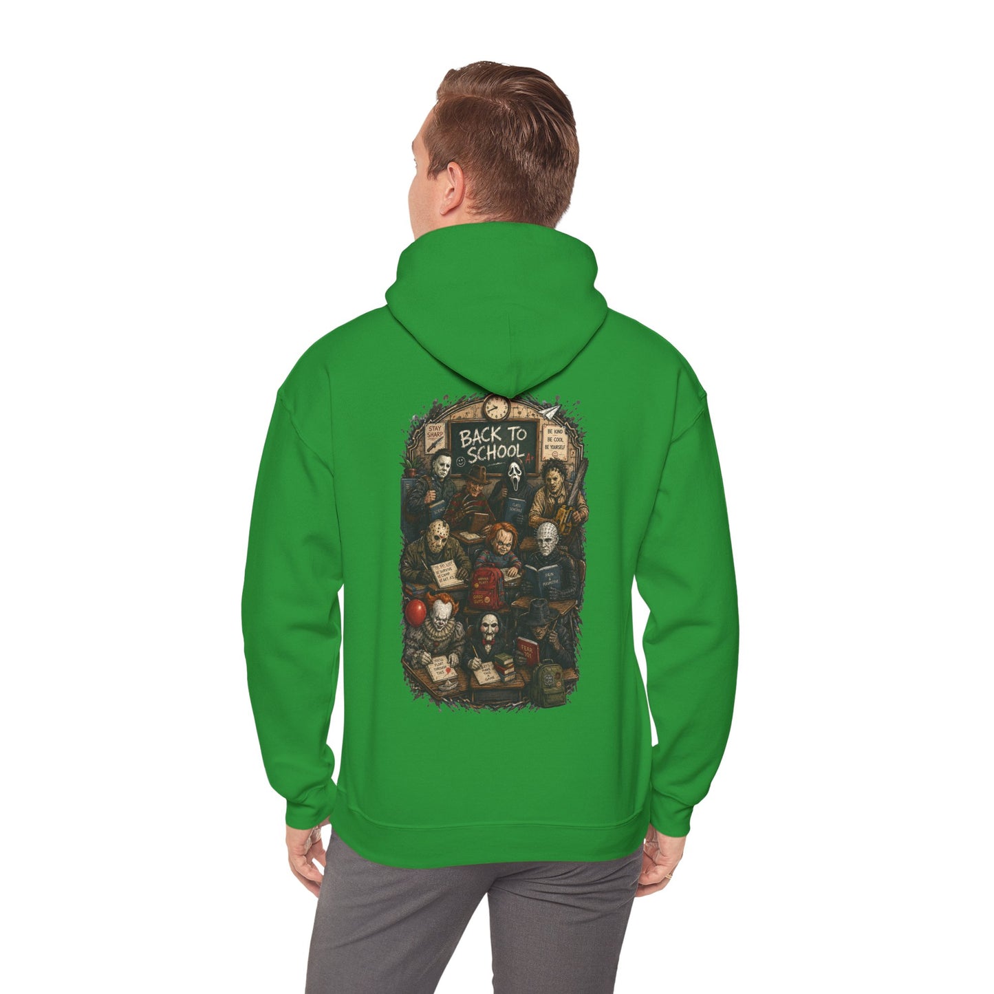 Horror Icons "Back to School" Hoodie — Vintage Movie Villains Graphic Sweatshirt