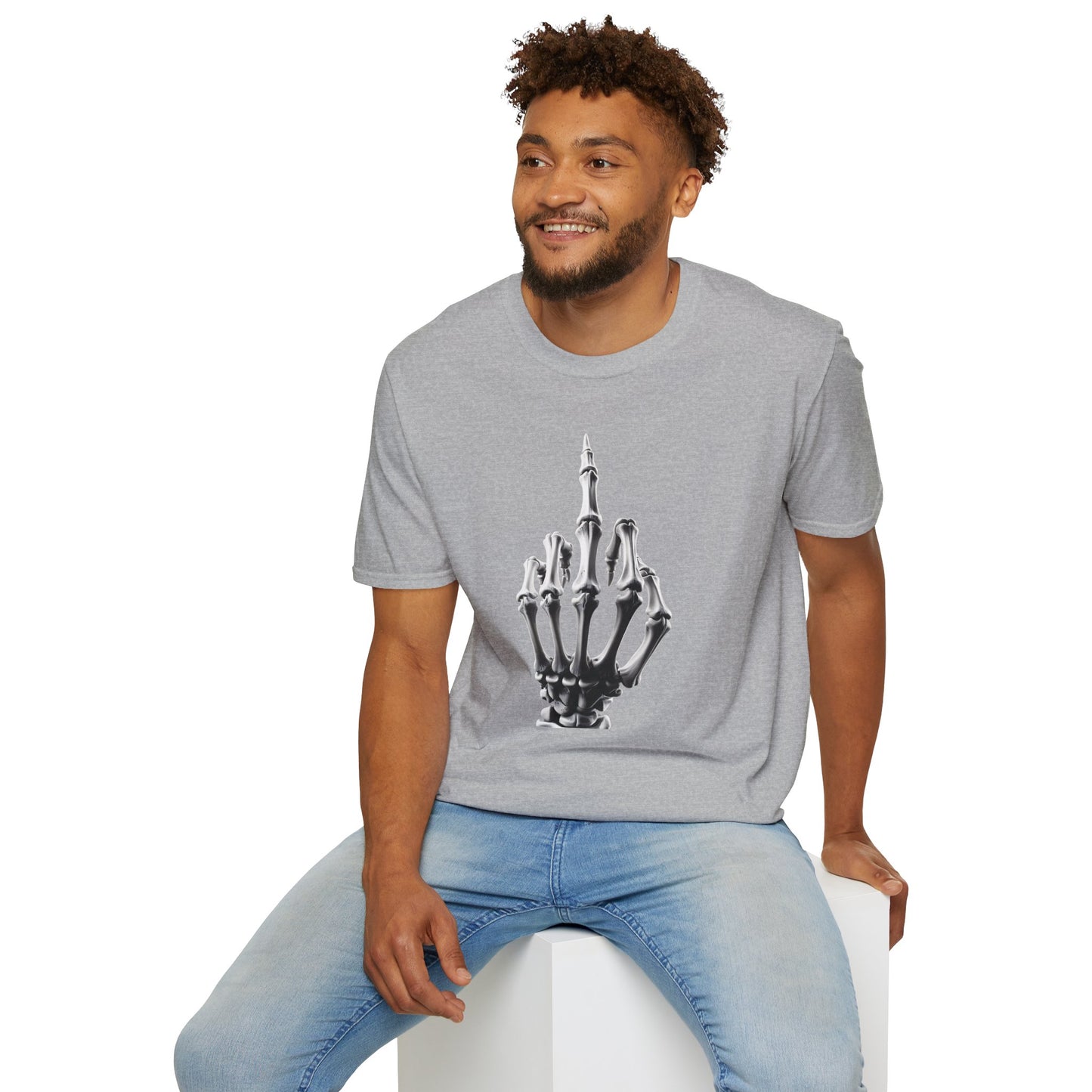 Skeleton Middle Finger T-Shirt — Edgy Gothic Graphic Tee