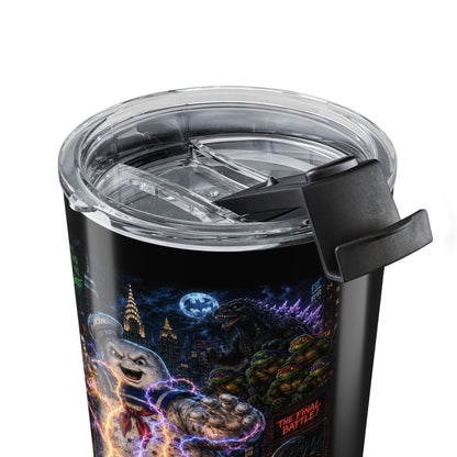 80's Horror Movie Retro 20oz Stainless Tumbler — Neon Horror Collage Design