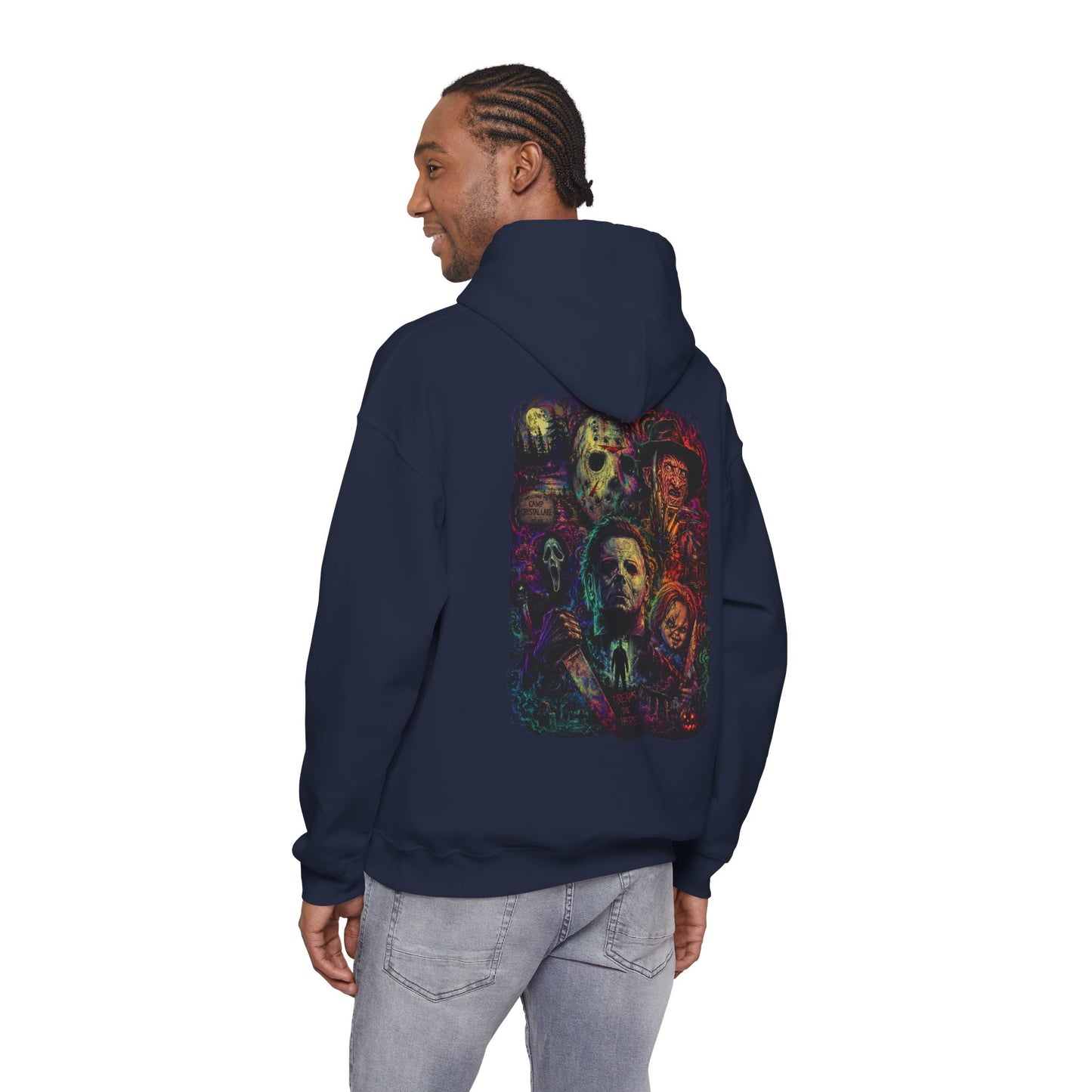 Horror Icons Hoodie — Vintage Slasher Collage Sweatshirt