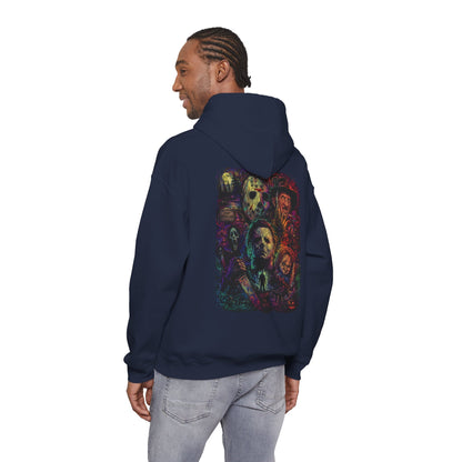 Horror Icons Hoodie — Vintage Slasher Collage Sweatshirt