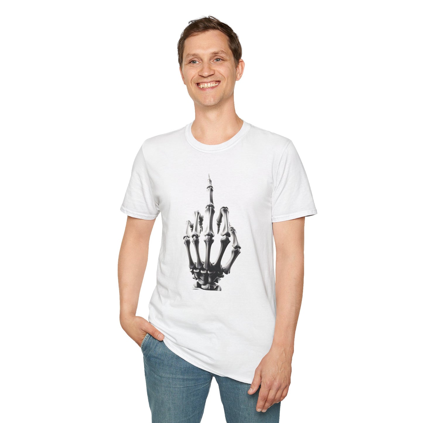 Skeleton Middle Finger T-Shirt — Edgy Gothic Graphic Tee