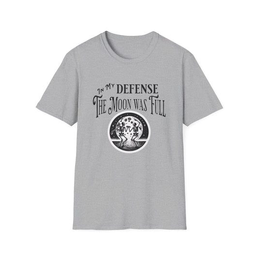 In My Defense The Moon Was Full - Full Moon Skeleton Gothic Skull Dancing Shirt - Unisex Softstyle T-Shirt