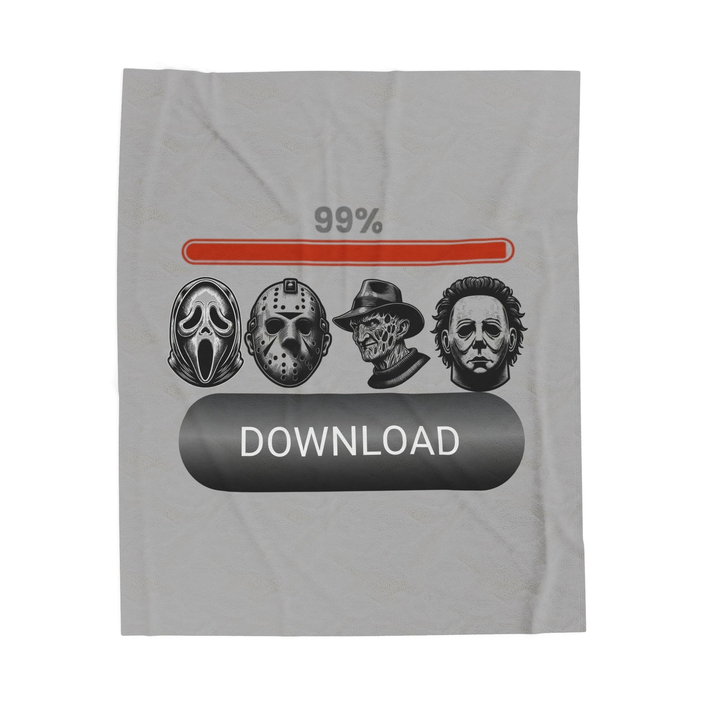 Horror Icons '99% Download' Velveteen Plush Blanket — Cozy Spooky Season Throw