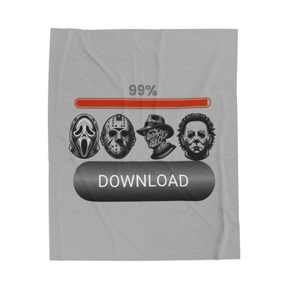Horror Icons '99% Download' Velveteen Plush Blanket — Cozy Spooky Season Throw