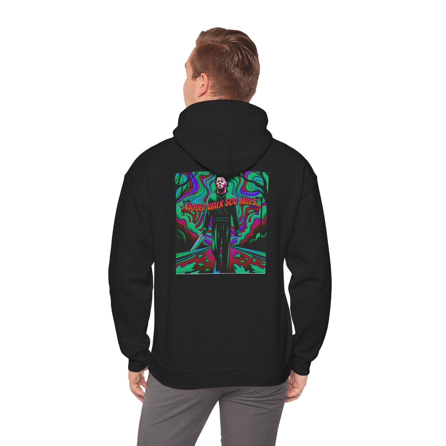 Psychedelic Road Trip Michael Hoodie – "Would Walk 500 Miles" Graphic Pullover