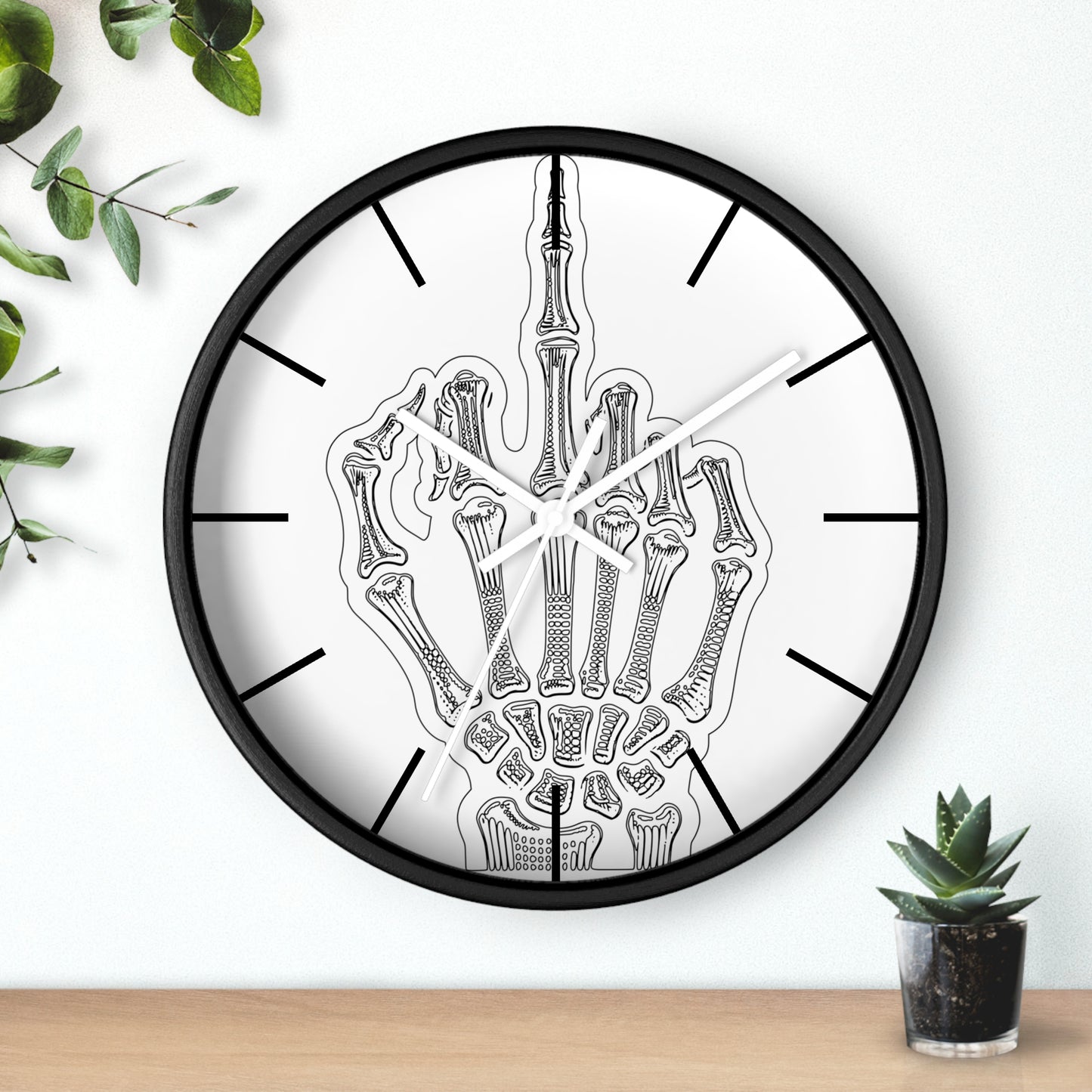 Spooky Skeleton Middle Finger Wall Clock