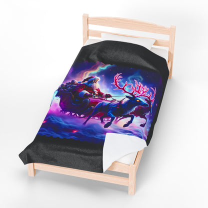 Holiday Zombie Santa Sleigh Velveteen Plush Blanket