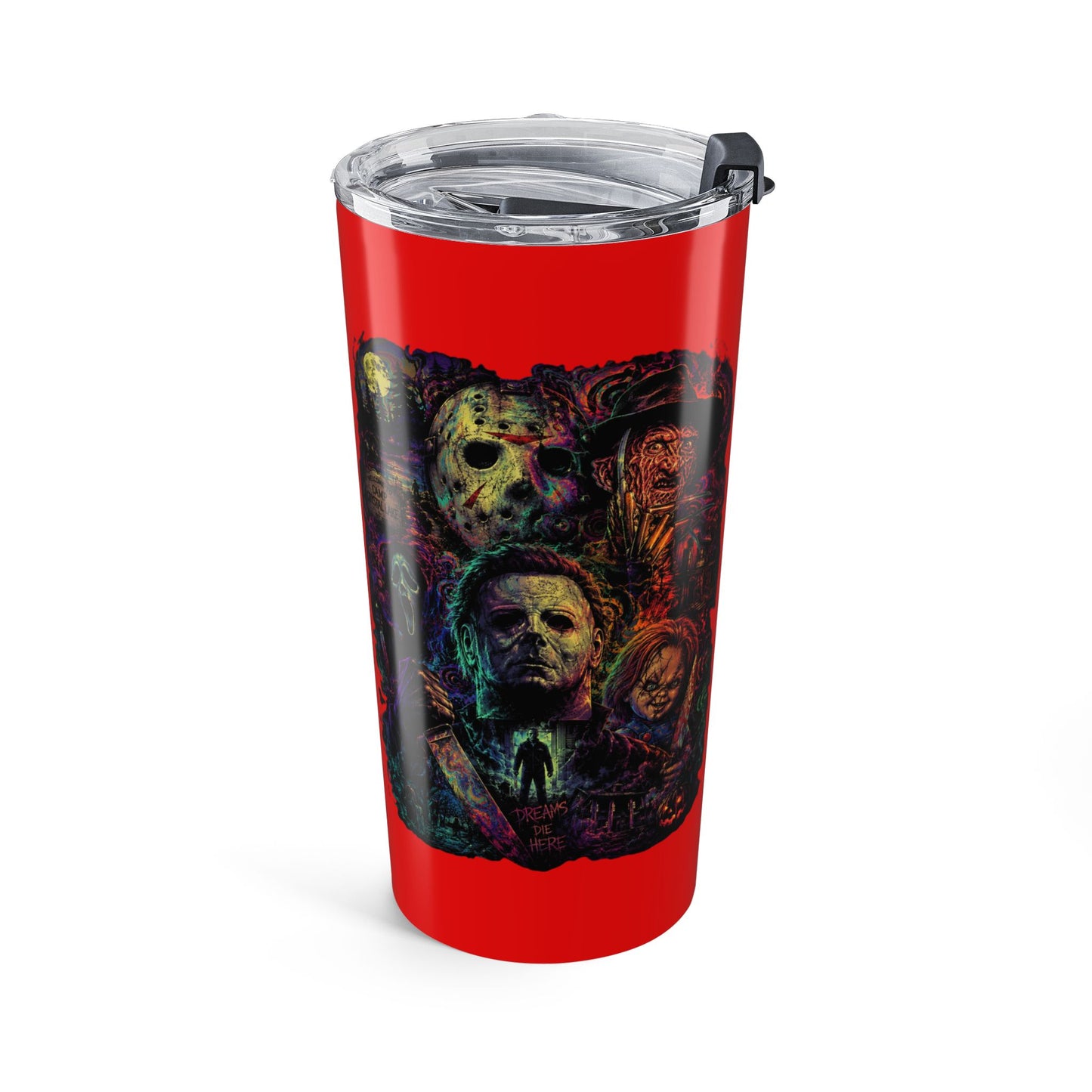 20oz Horror Icons Tumbler — Colorful Psychedelic Travel Mug