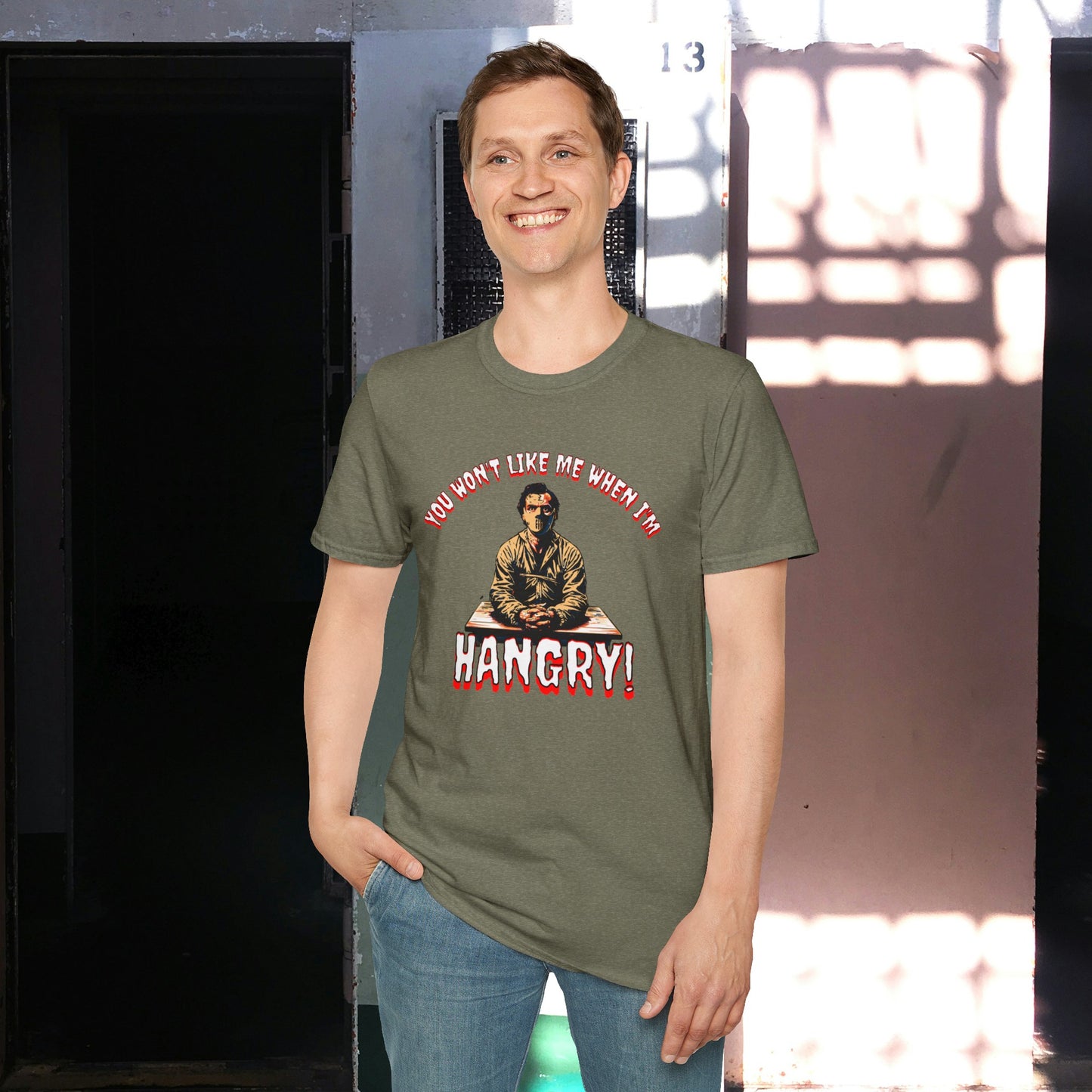 You Won't Like When I'm Hangry Unisex Softstyle T-Shirt Cannibal Mental Patient Horror Fun Food