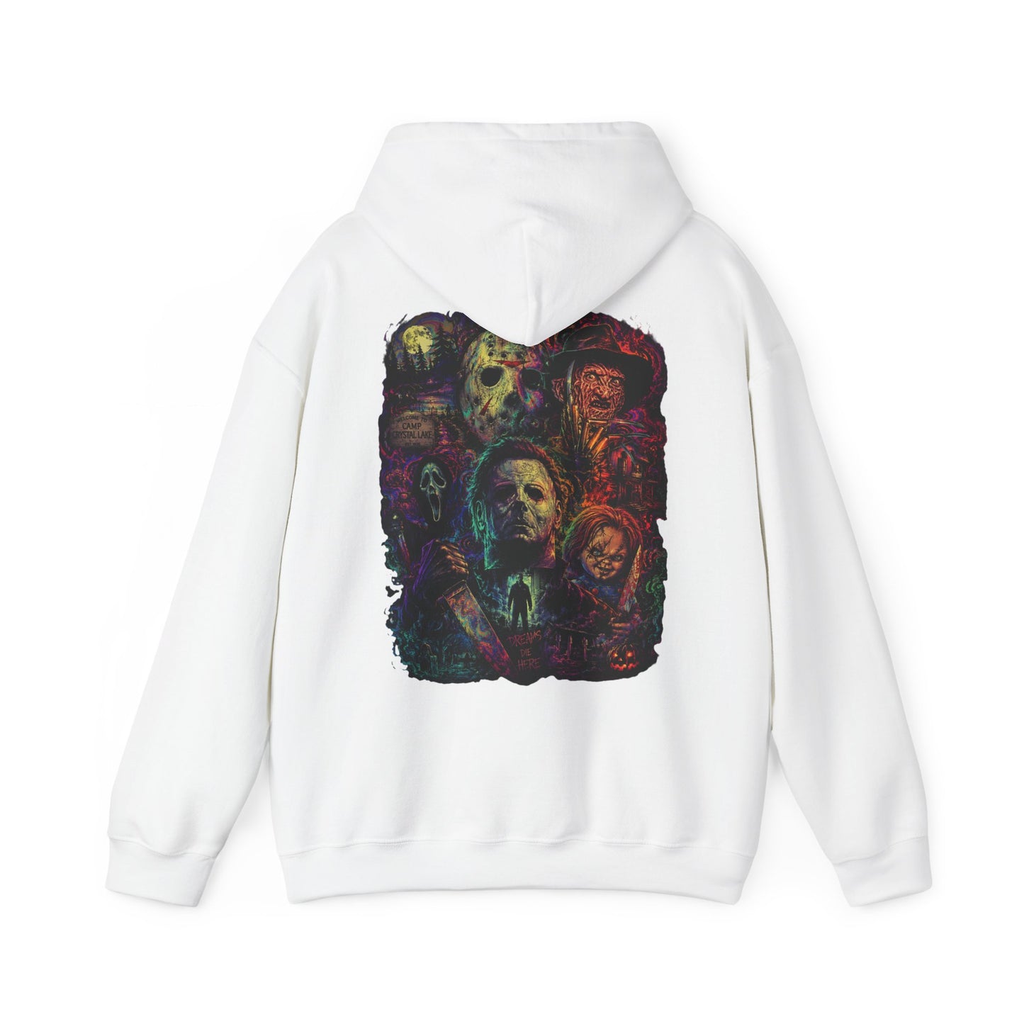 Horror Icons Hoodie — Vintage Slasher Collage Sweatshirt