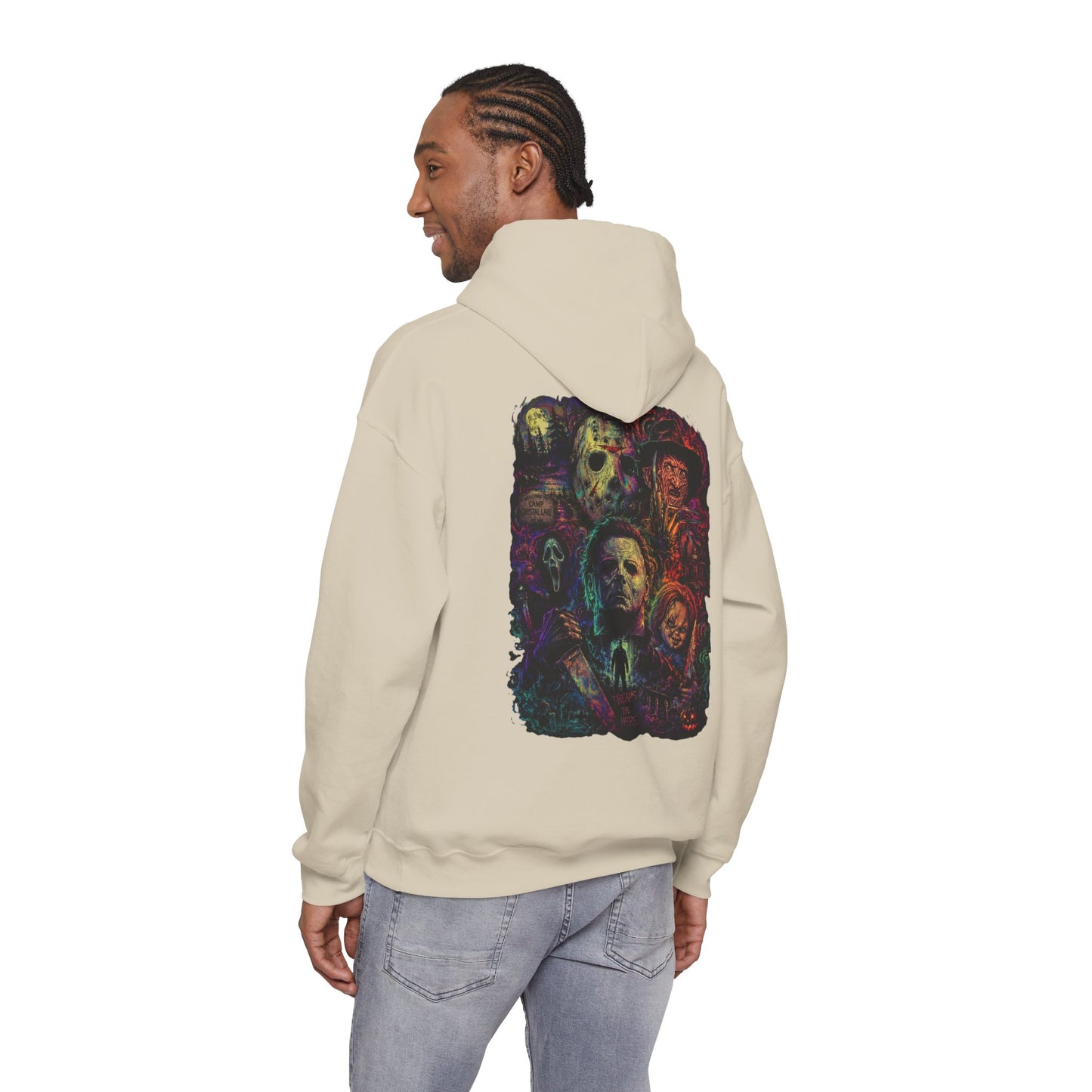 Horror Icons Hoodie — Vintage Slasher Collage Sweatshirt