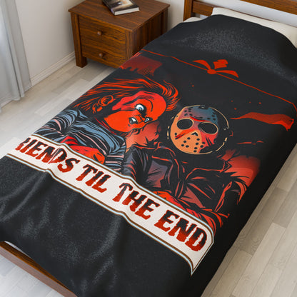 Friends Til The End Plush Blanket — Horror Movie Chucky & Jason Throw