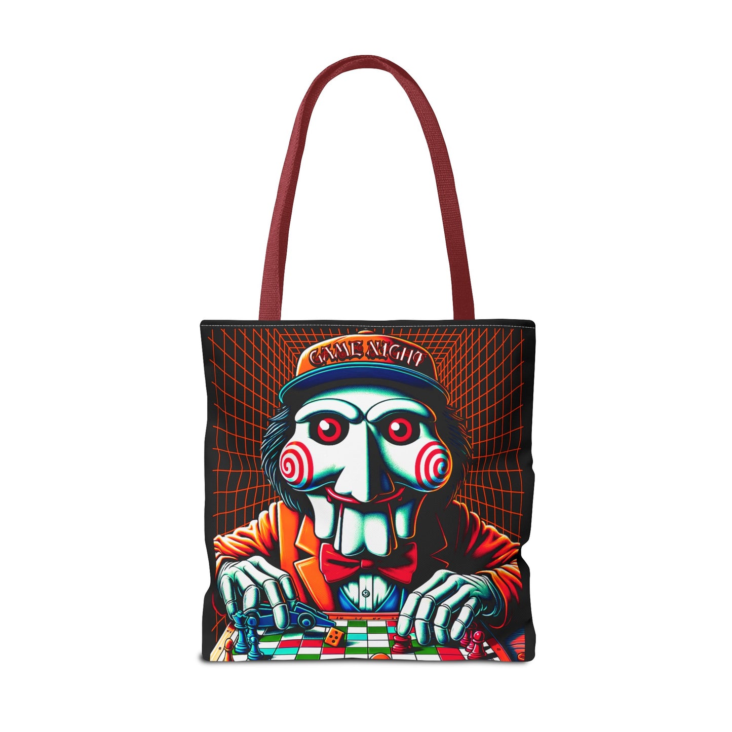 Game Night Billy Wearing A Hat The Puppet Playing Lunch Beach Gamer Carry Tote Bag (AOP) Horror Fun