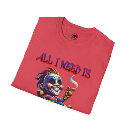 All I need Is Horror & Weed Movie Guy Unisex Soft Style T-Shirt