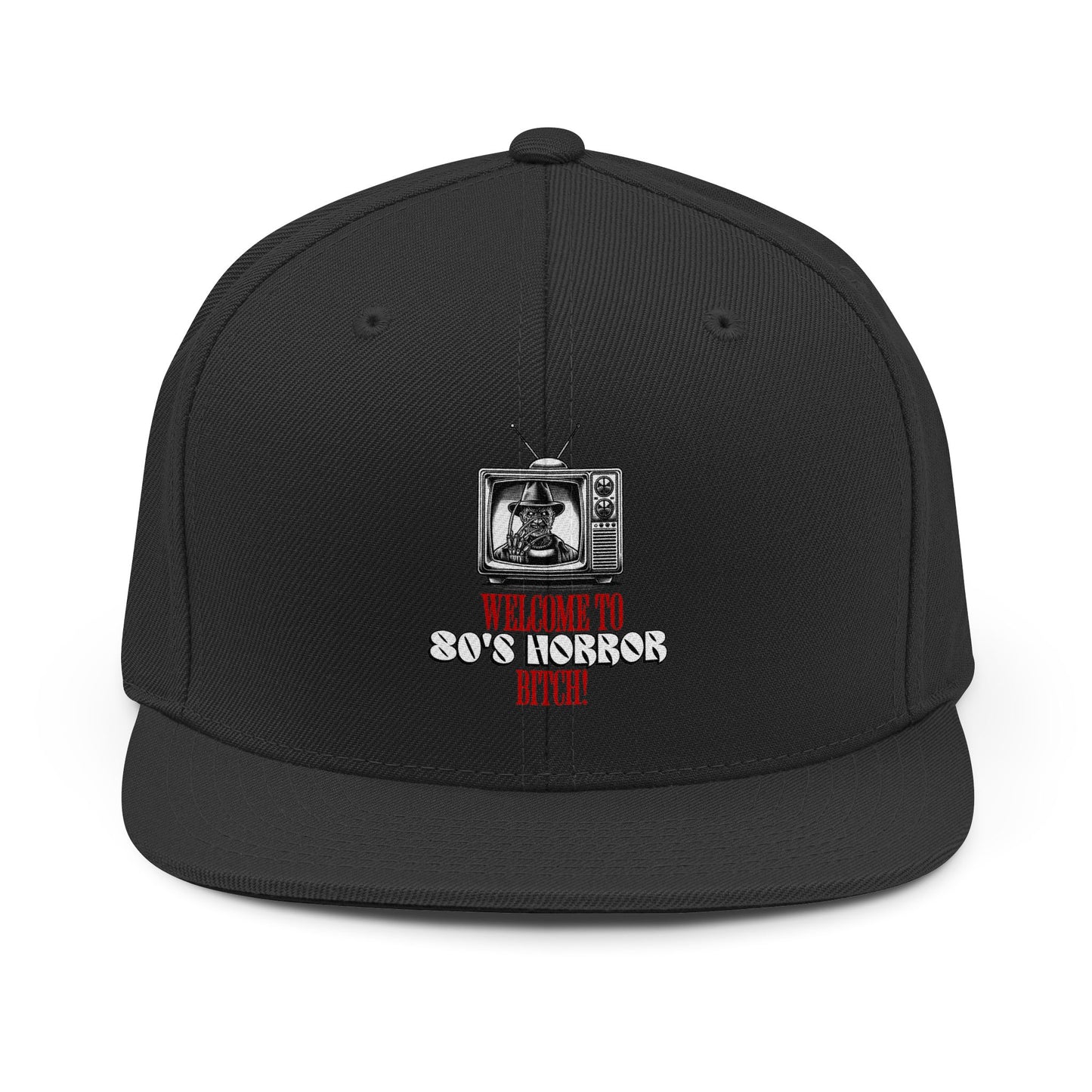 80s Horror TV Snapback Hat — "Welcome to 80's Horror, B!tch!" Retro Design