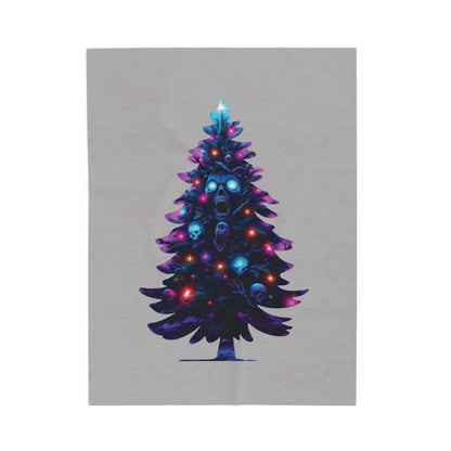 Gothic Neon Skull Christmas Tree Plush Blanket