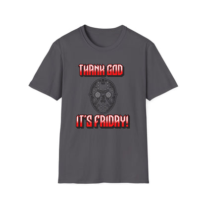 Thank god, It's Friday! TGIF Unisex Softstyle T-Shirt Jason Hockey Mask Horror Fun