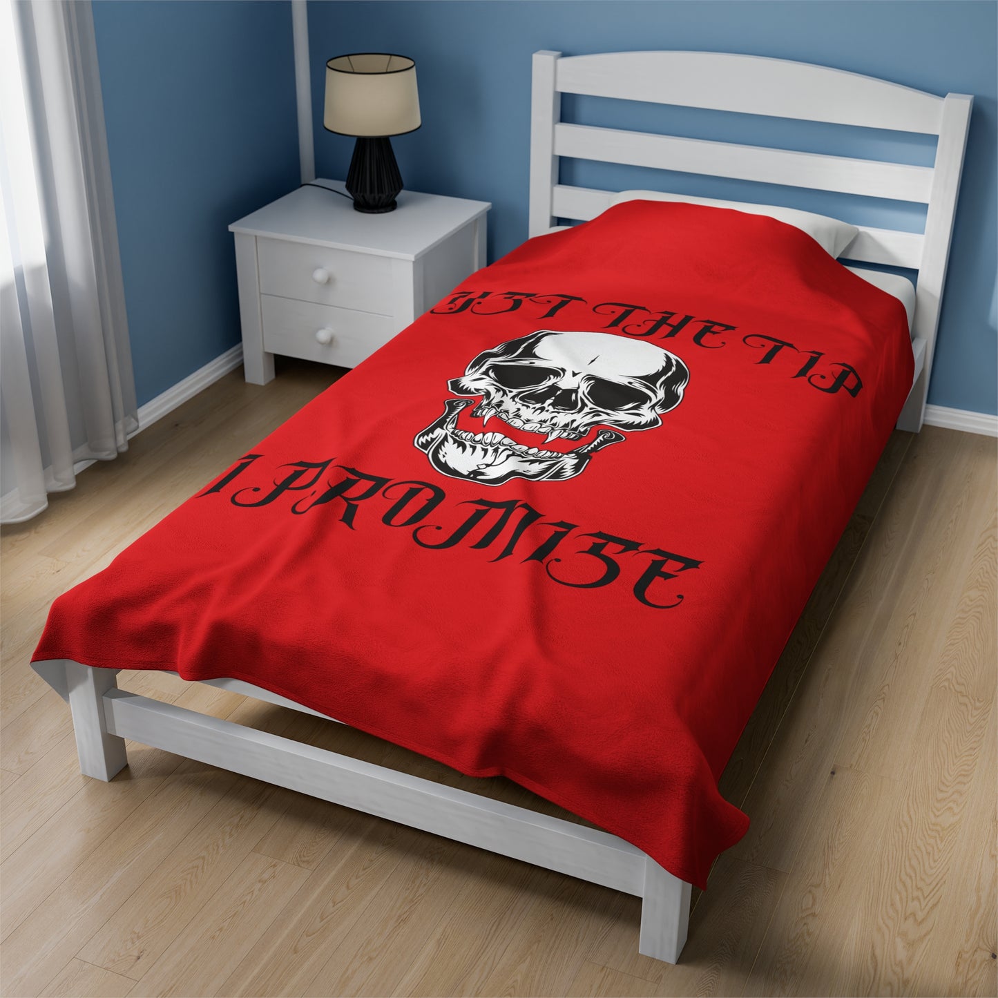 Vampire Just The Tip Skull Velveteen Plush Throw Blanket