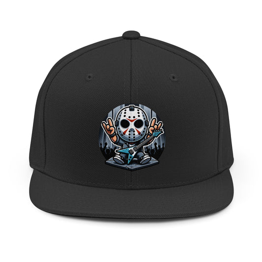 Heavy Metal Jason Mask Snapback Hat — Rockin Horror Hockey Mask Baseball Cap