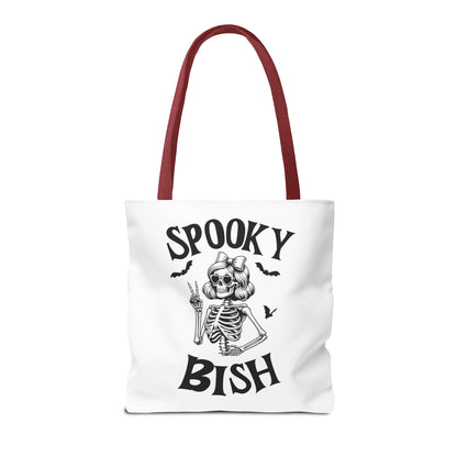 Spooky Bish Skeleton With Sunglasses and Peace Sign Gothic Horror Fun Beach Lunch Carry Tote Bag (AOP)