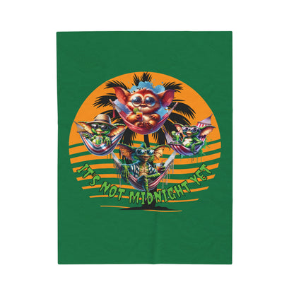 Summerween Gremlin Beach Day Velveteen Plush Throw Blanket