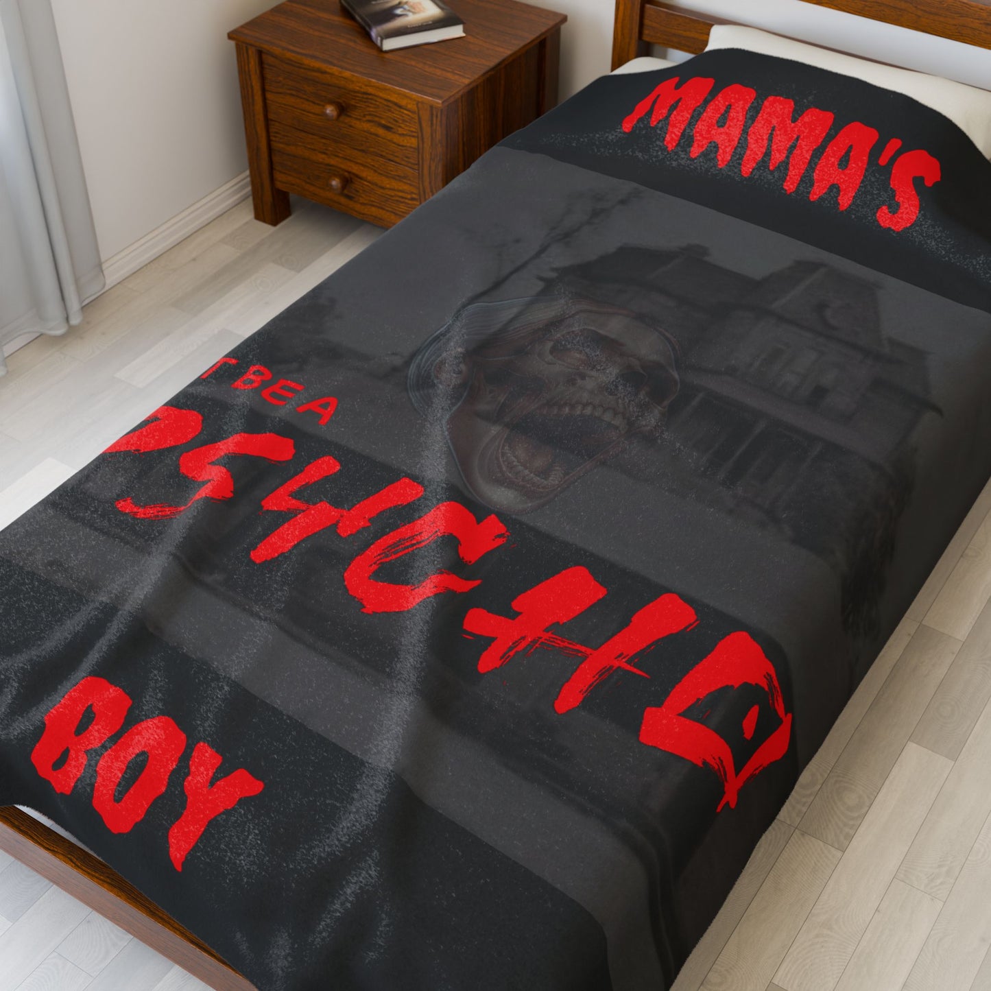Throw Blanket - Psycho Mama's Boy Velveteen Plush Blanket
