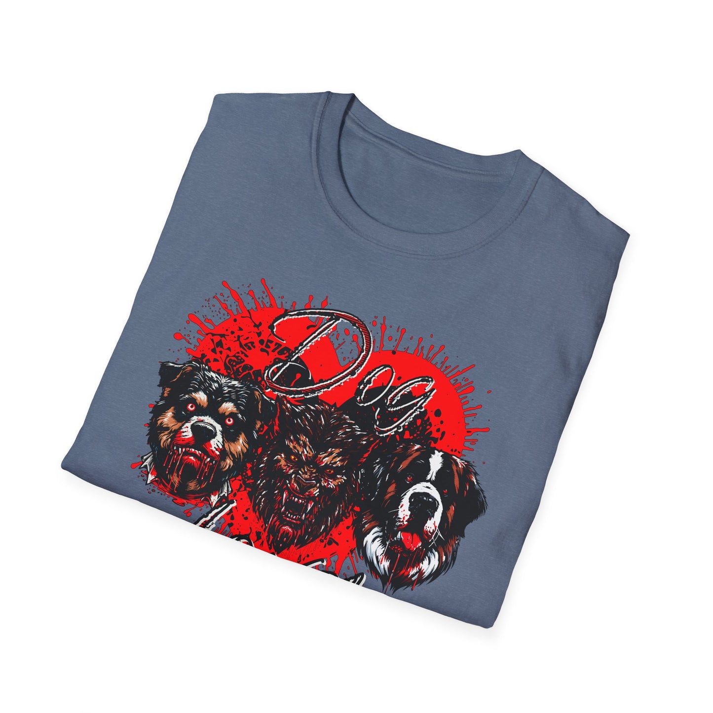 Dog Lover Hounds Of Hell Bloody heart Horror Fun Unisex Softstyle T-Shirt Animal Dark Humor Shirt