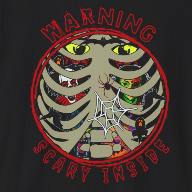 Warning Scary Inside Unisex Softstyle T-Shirt Halloween Party Fun Scary Funny