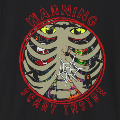 Warning Scary Inside Unisex Softstyle T-Shirt Halloween Party Fun Scary Funny