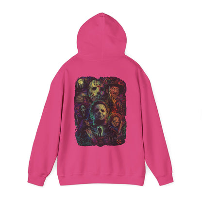 Horror Icons Hoodie — Vintage Slasher Collage Sweatshirt