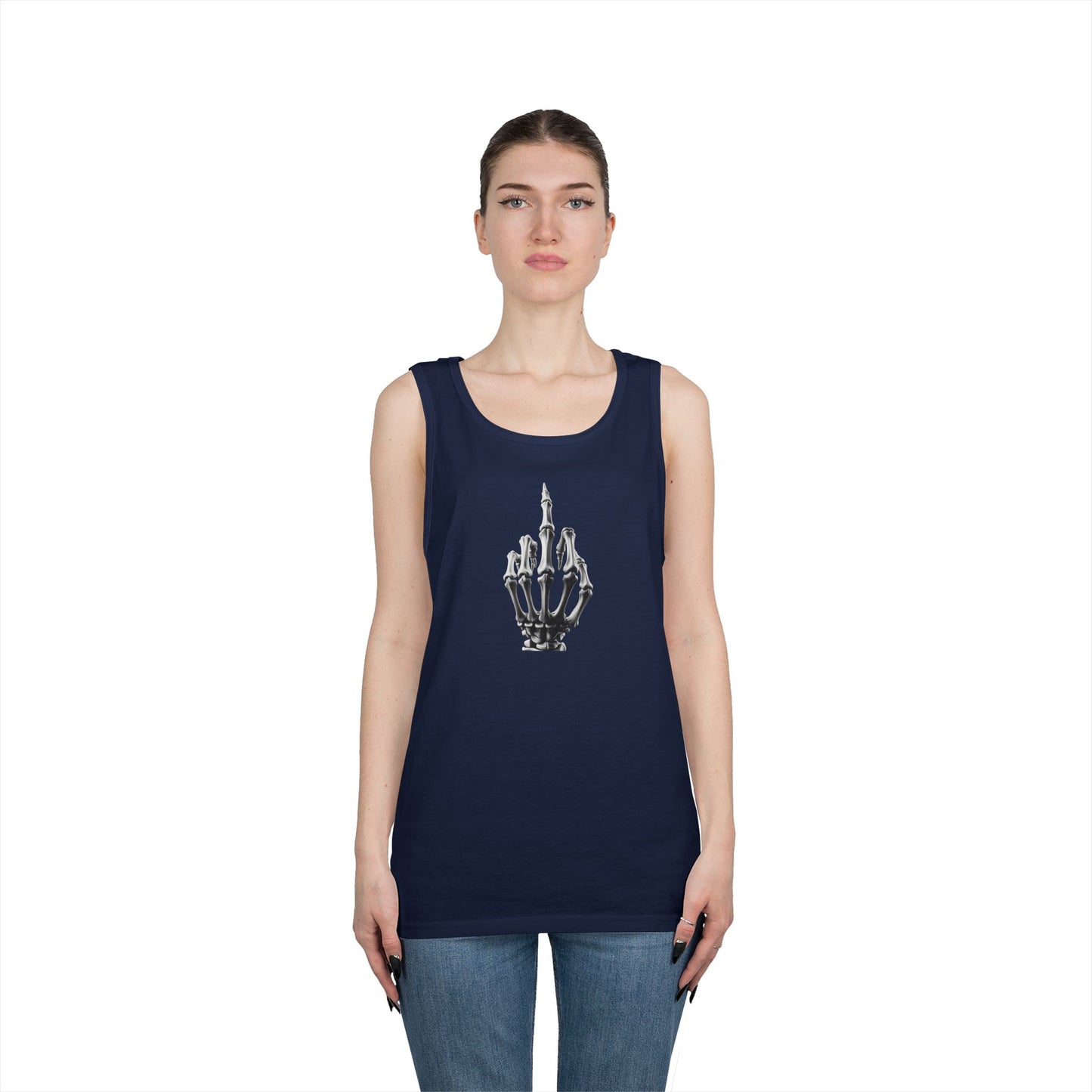 Skeleton Hand Middle Finger Tank Top – Edgy Skull Finger