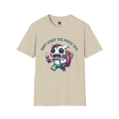 Don't Start The Movie Yet! Running Cute Monster Horror Fun Unisex Soft style T Shirt Mens Womens