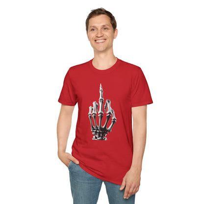 Skeleton Middle Finger T-Shirt — Edgy Gothic Graphic Tee