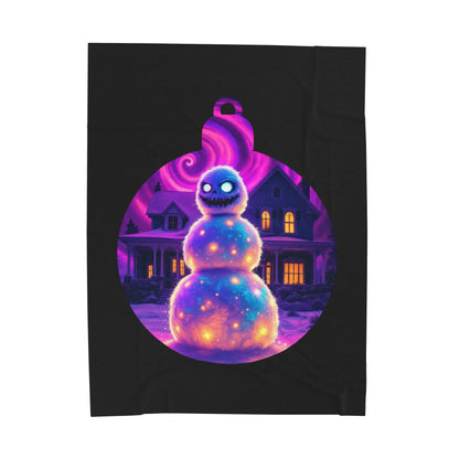 Cosmic Snowman Velveteen Plush Blanket — Glowing Ornament Holiday Throw