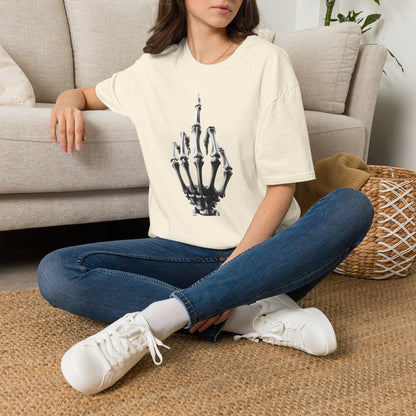 Skeleton Middle Finger T-Shirt — Edgy Gothic Graphic Tee