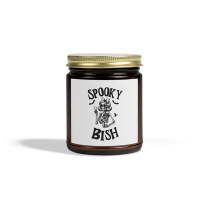 Scented Candle - Spooky Bish Female Skeleton Peace Sign (4oz, 9oz)
