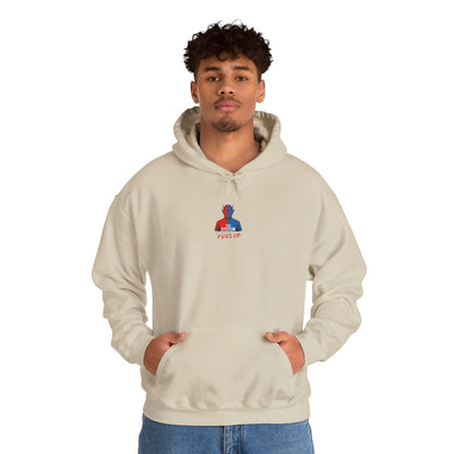 Hooded Sweatshirt - The System - Real People Arent Fooled Red Blue Design