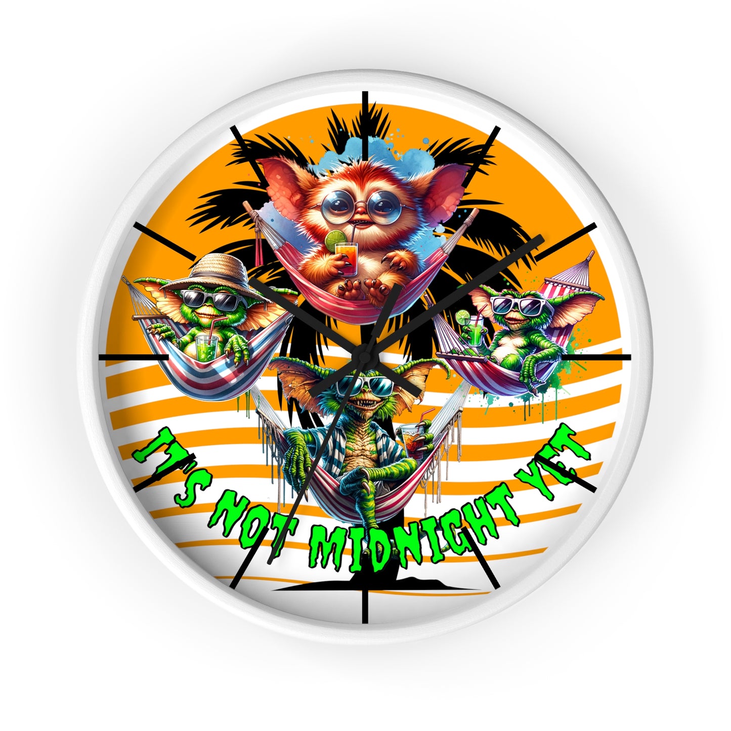 Summerween It's Not Midnight Yet! Gremlins Beach Day Wall Clock