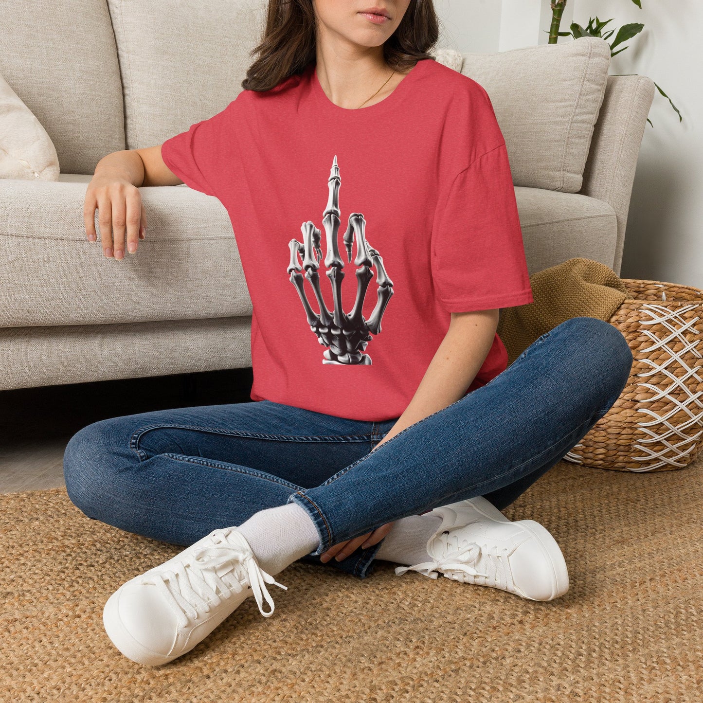 Skeleton Middle Finger T-Shirt — Edgy Gothic Graphic Tee