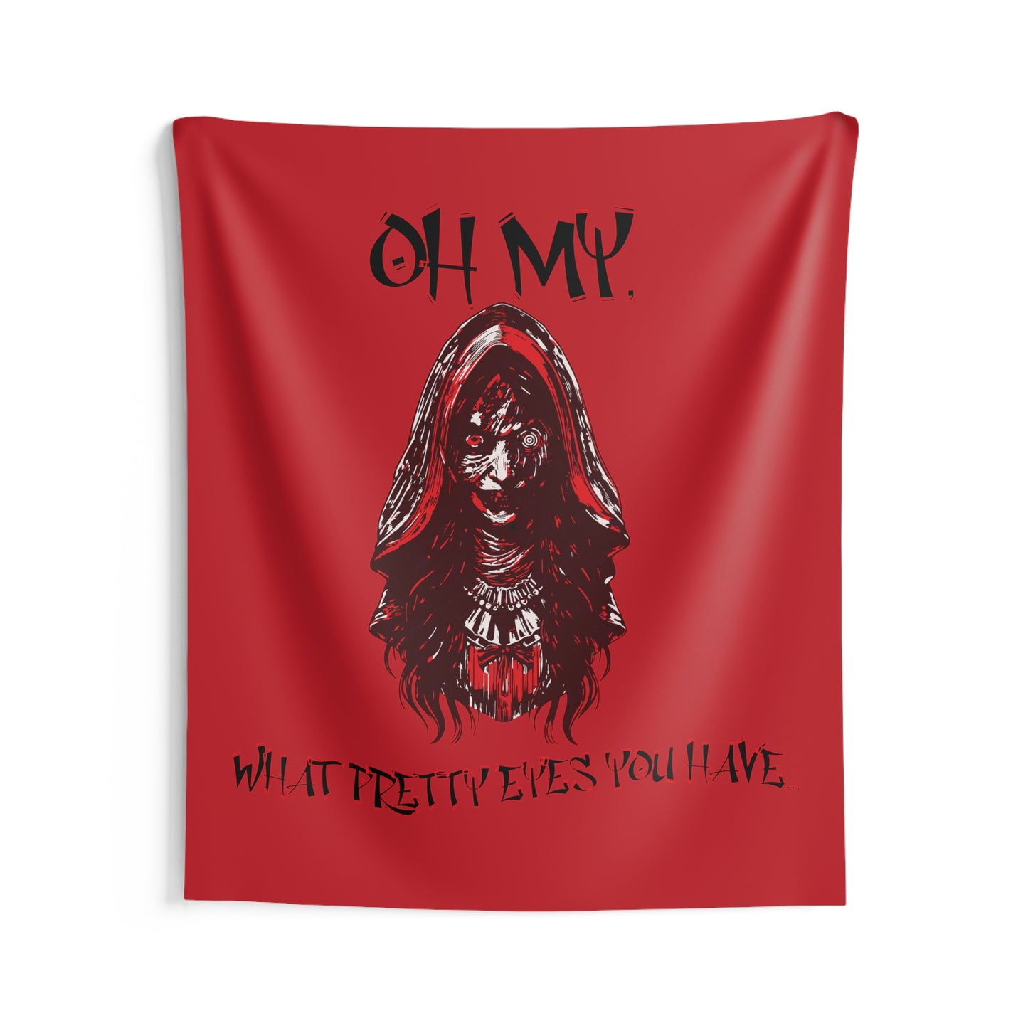 Little Red Riding Hood Horror Inspired Hanging Art Oh My What Pretty Eyes You Have Twisted Witch Indoor Wall Tapestries Man Cave She Shed