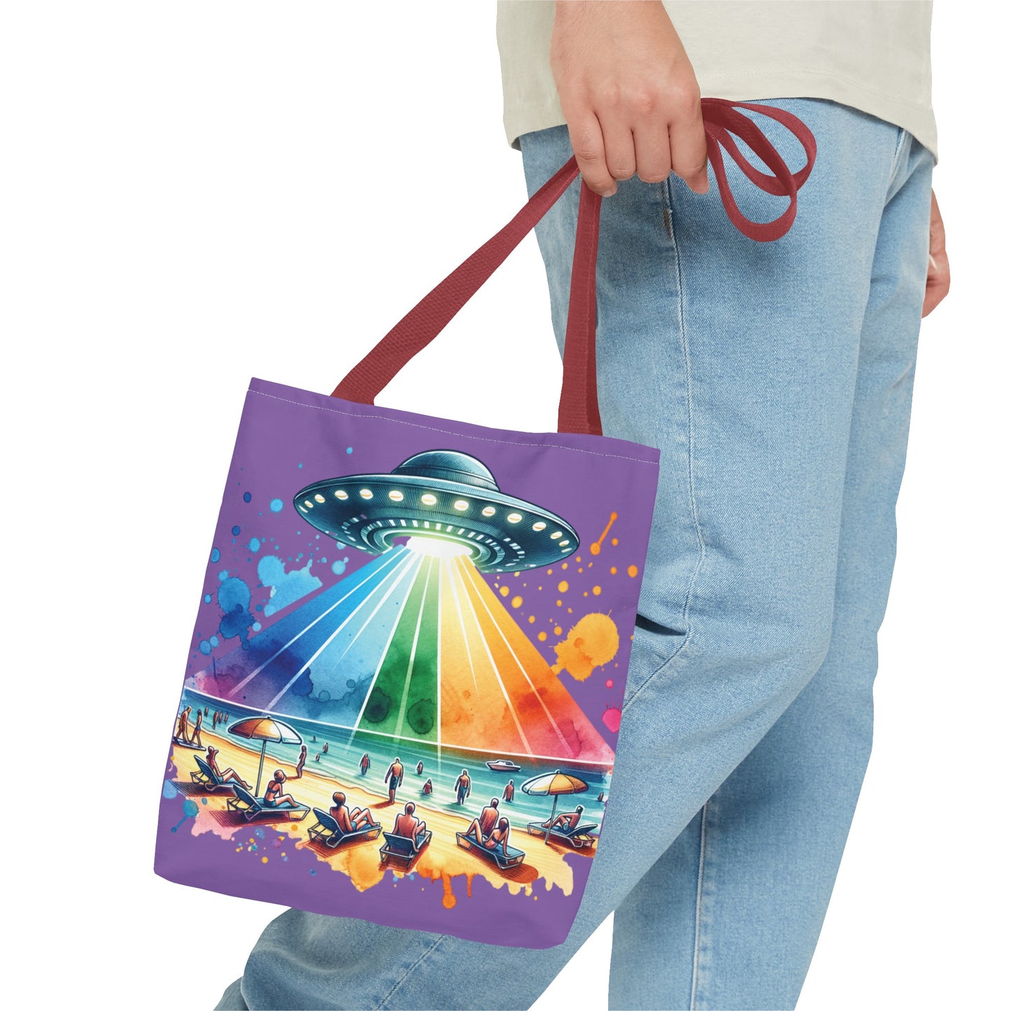 Summerween UFO Beach Day Shoulder Tote Bag (AOP) 3 Sizes