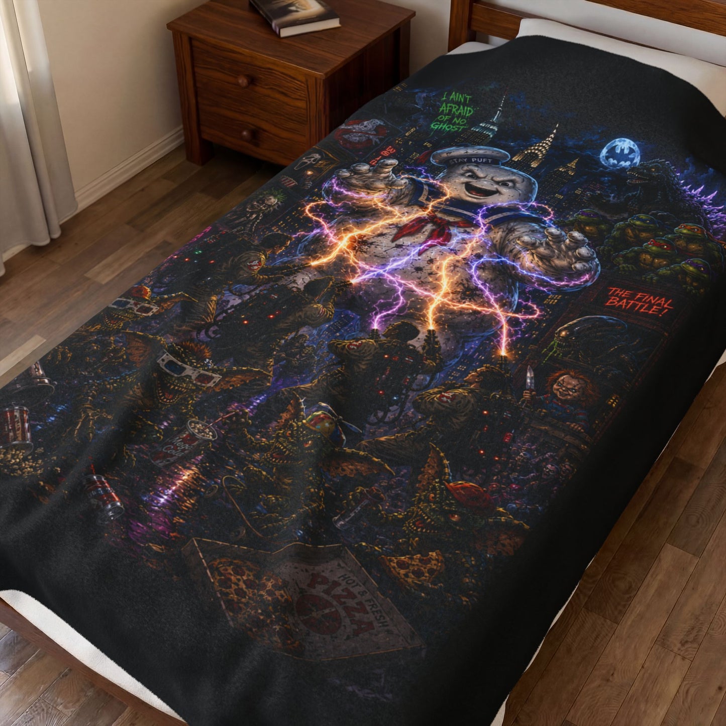 80's Retro Horror Movie Plush Blanket Throw for Fans